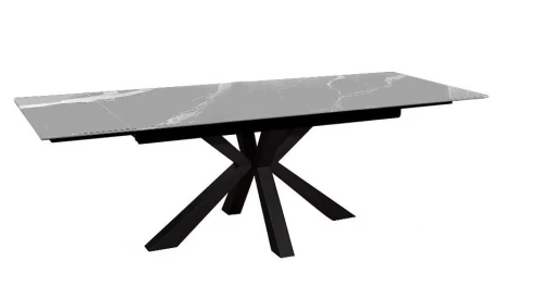 Стол DikLine SFE160 Керамика Серый мрамор/подстолье черное/опоры черные (2 уп.)