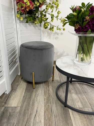 Пуф для гостиной RICE BLUVEL-14 GREY / GOLD М-City