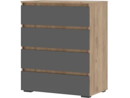 Комод «Хелен» КМ-02, 4 ящика, графит/дуб крафт золотой