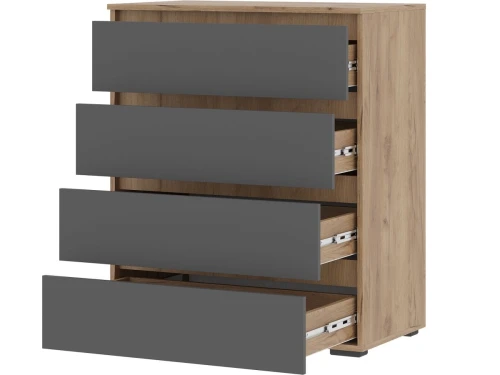 Комод «Хелен» КМ-02, 4 ящика, графит/дуб крафт золотой