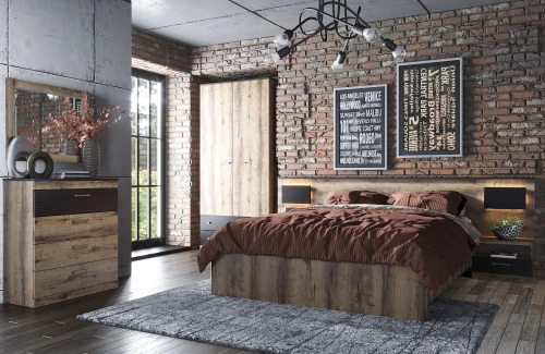 Кровать 160 с подъемником, JAGGER, цвет Дуб монастырский /Черный