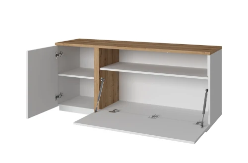 MATEO, Тумба RTV 2DN. Цвет БЕЛЫЙ / ДУБ НАВАРРА