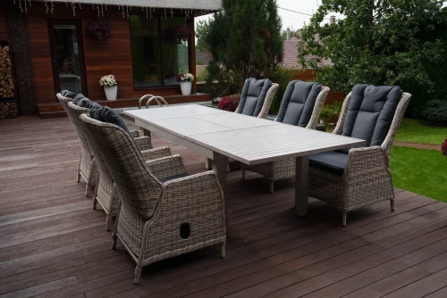 Набор: ГАРДА раскладной обед. стол + 6 кресел ВЕРОНА (цвет серый)