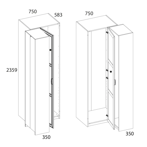 Серия модульных шкафов, Шкаф угловой 75/56. Цвет БЕЛЫЙ