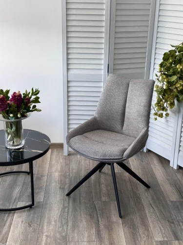 Стул OSKAR 360 град. поворот. KN01-03 Серый/ BZ1046-02 Темно-серый/ Черный, ®DISAUR