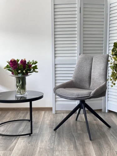 Стул OSKAR 360 град. поворот. KN01-03 Серый/ BZ1046-02 Темно-серый/ Черный, ®DISAUR