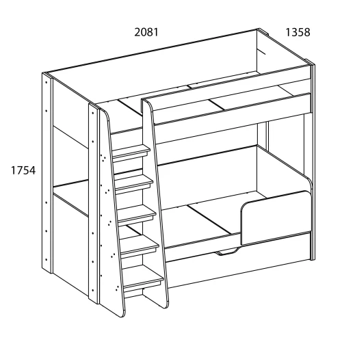 Кровать двухъярусная, DIESEL , цвет дуб мадура/веллингтон