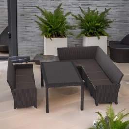 Комплект мебели под ротанг Калифорния “California“ с угловым диваном 240х136 см, 3х-местным диваном 175х62 см  с подушками  и столом 165х95 см