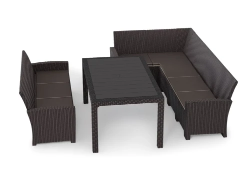 Комплект мебели под ротанг Калифорния “California“ с угловым диваном 240х136 см, 3х-местным диваном 175х62 см  с подушками  и столом 165х95 см