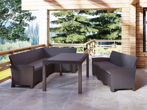 Комплект мебели под ротанг Калифорния “California“ с угловым диваном 240х136 см, 3х-местным диваном 175х62 см  с подушками  и столом 165х95 см