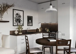 Трехуровневая кухня Моцарт 2400х2200 Айленд МФД угловая