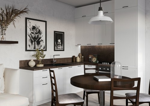 Трехуровневая кухня Моцарт 2400х2200 Айленд МФД угловая