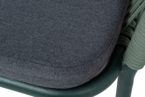 "Марсель" стул плетеный из роупа, каркас алюминий RAL6036 муар, роуп зеленый (4204) круглый tex, ткань темно-серая 027