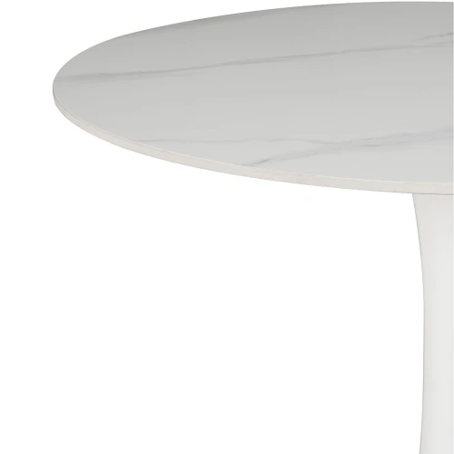 SQT-1 Стол обеденный МРАМОР D90, столешница МДФ ,основание метал белый