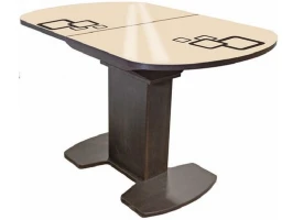 Стол «Корсика» Квадро, стекло Молочный, Дуб венге