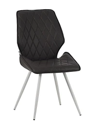 DC230 Стул мягкий, АНТРАЦИТ экокожа, каркас металл, белый КРУГЛЫЙ