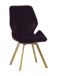 DC230 Стул мягкий, БРУСНИЧНЫЙ#M420-26 велюр, каркас металл, шампань КВАДРАТ