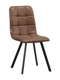 C919/DC809 Стул мягкий, СВЕТЛО-КОРИЧНЕВЫЙ#99-55 экокожа, каркас металл черный КВАДРАТ