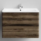 Тумба Адель 80  подвесной, Дуб крымский коричневый ПВХ 131005-9005 Vodok с раковиной в комплекте