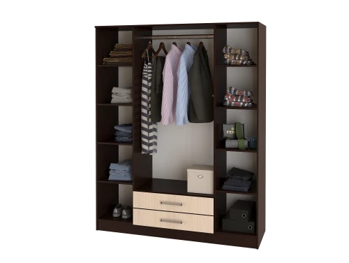 Шкаф четырехстворчатый Фиеста, Дуб беленый, Венге