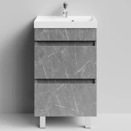 Тумба Бест 50  напольный, Мрамор Серый софт тач ПВХ 4044-1 Vodok с раковиной в комплекте