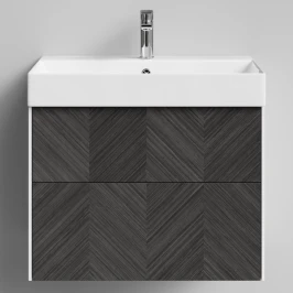 Тумба Катарини, 70 подвесной, Дуб серый Vodok с раковиной в комплекте