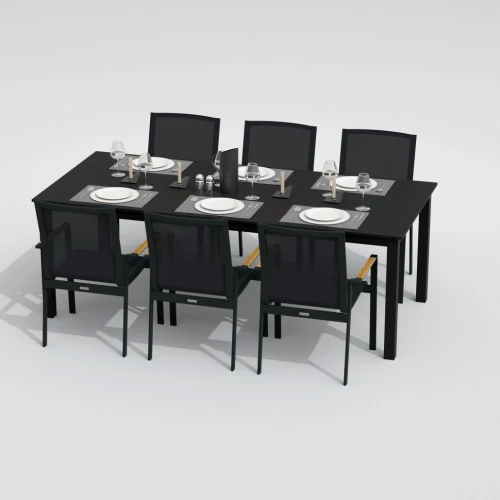 Обеденная группа DOLLA SOLA каркас карбон / стол алюминий 220 / текстилен серый