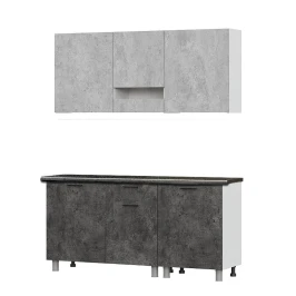 Готовая кухня Розалия (со столешницей 26 мм), Цемент светлый, Цемент темный Готовая кухня Розалия (со столешницей 26 мм), Цемент светлый, Цемент темный