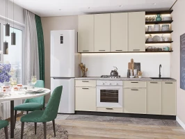 Прямая модульная кухня Фрейм-02 Cream Silk Graphite 2340*2200*600