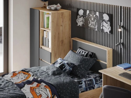 Комод «Хелен» КМ-03 5 ящиков, графит/дуб крафт золотой