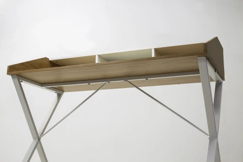 Компьютерный стол ORLA H475 Дуб натуральный / белый каркас M-city