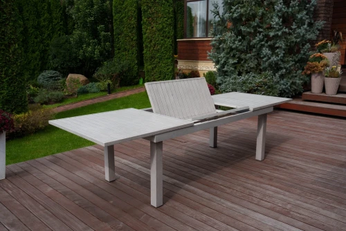 Набор: ГАРДА раскладной обед. стол + 6 кресел БЕРГАМО (цвет серый)