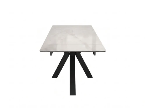 Стол DikLine SFE140 Керамика глянец белый Icelandic white jade (Ostra Bianco Light)/подстолье черное/опоры черные (2 уп.)