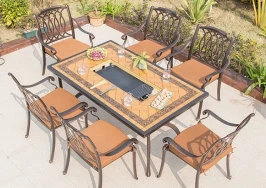 Комплект мебели уличный из литого алюминия стол Барбекю-1 (151,5х94х73см)  + 6 кресел ОПУС «OPUS»