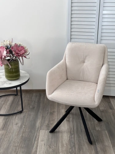 Стул ФЕДЕРИКО ДАНС 180 град. поворотный, NORDIC 11 Молочный / Черный каркас, M-City