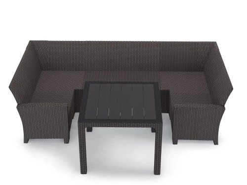 Комплект садовой мебели под ротанг Калифорния “California“с П- образный диваном 136х264х136 см 6 мест без подушек со столом