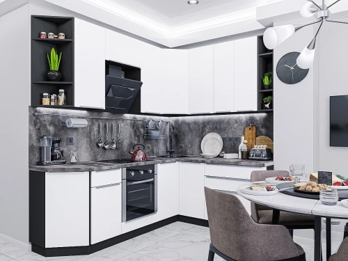 Готовый кухонный гарнитур Фьюжн-04 Silky White