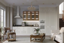 Трехуровневый кухонный гарнитур Моцарт 4200 Кварц Грей МФД прямой