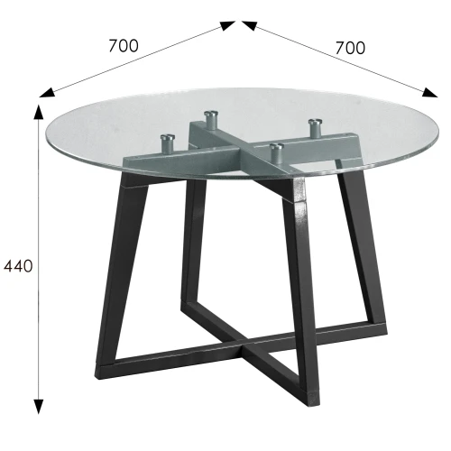 Стол журнальный Рилле 445 серый графит/стекло прозрачное (круг)
