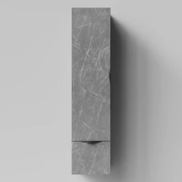 Пенал Марко 35 подвесной, дверь и ящик, ручки Черные, Мрамор Серый софт тач ПВХ 4044-1, левый