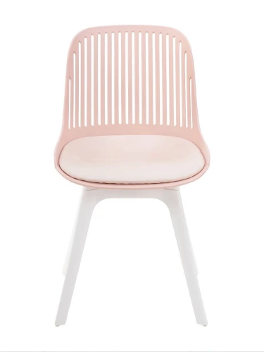 DC270 Стул пластиковый, РОЗОВЫЙ c подушкой, ноги белые