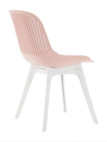DC270 Стул пластиковый, РОЗОВЫЙ c подушкой, ноги белые