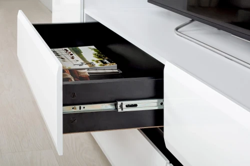 Сидней Тумба под ТВ 13.63 Белый премиум, Черный  0190 PE, белый глянец