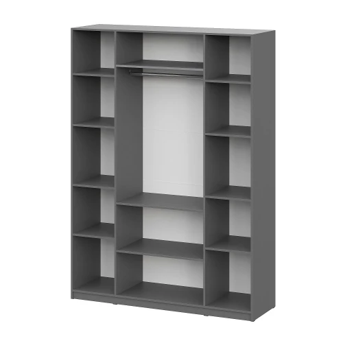 Шкаф распашной с наполнением (11 полок + штанга) ШК 5 (1600), Графит