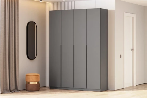 Шкаф распашной с наполнением (11 полок + штанга) ШК 5 (1600), Графит