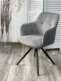 Стул НОРМАН 360 град., цвет BELLA-13/CYPRUS-10 серый, шенилл/замша / черный каркас М-City