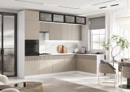 Кухня Оливия NEW 3,0х1,8м, Шарли Мокко, Белый