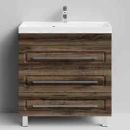 Тумба Арабеска 80 напольный, Дуб крымский коричневый ПВХ 131005-9005 Vodok с раковиной в комплекте