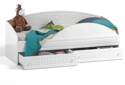 Кровать одинарная с ящиками и бортом Монако МН-11 + МН-11А белое дерево