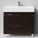 Тумба Мальта 90 напольный, ящики и дверь, Палисандр ПВХ 43101, левый Vodok с раковиной в комплекте